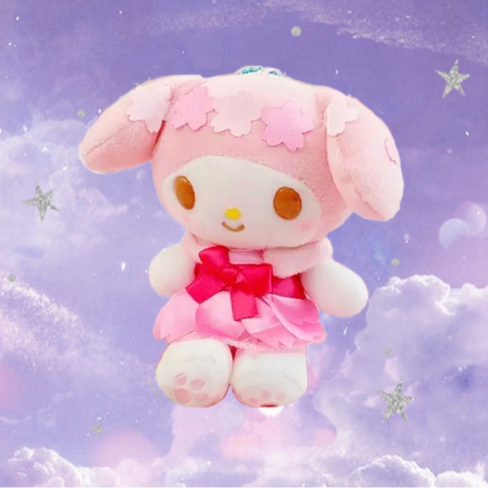 My Melody Cherry Blossom With Angel Wings Plush Keychain